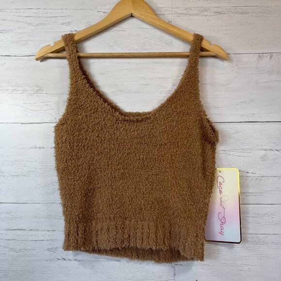 Coco & Shay Tank Top Womens SZ Medium Camel Brown Super Soft Cozy Crop Academia - Picture 11 of 16